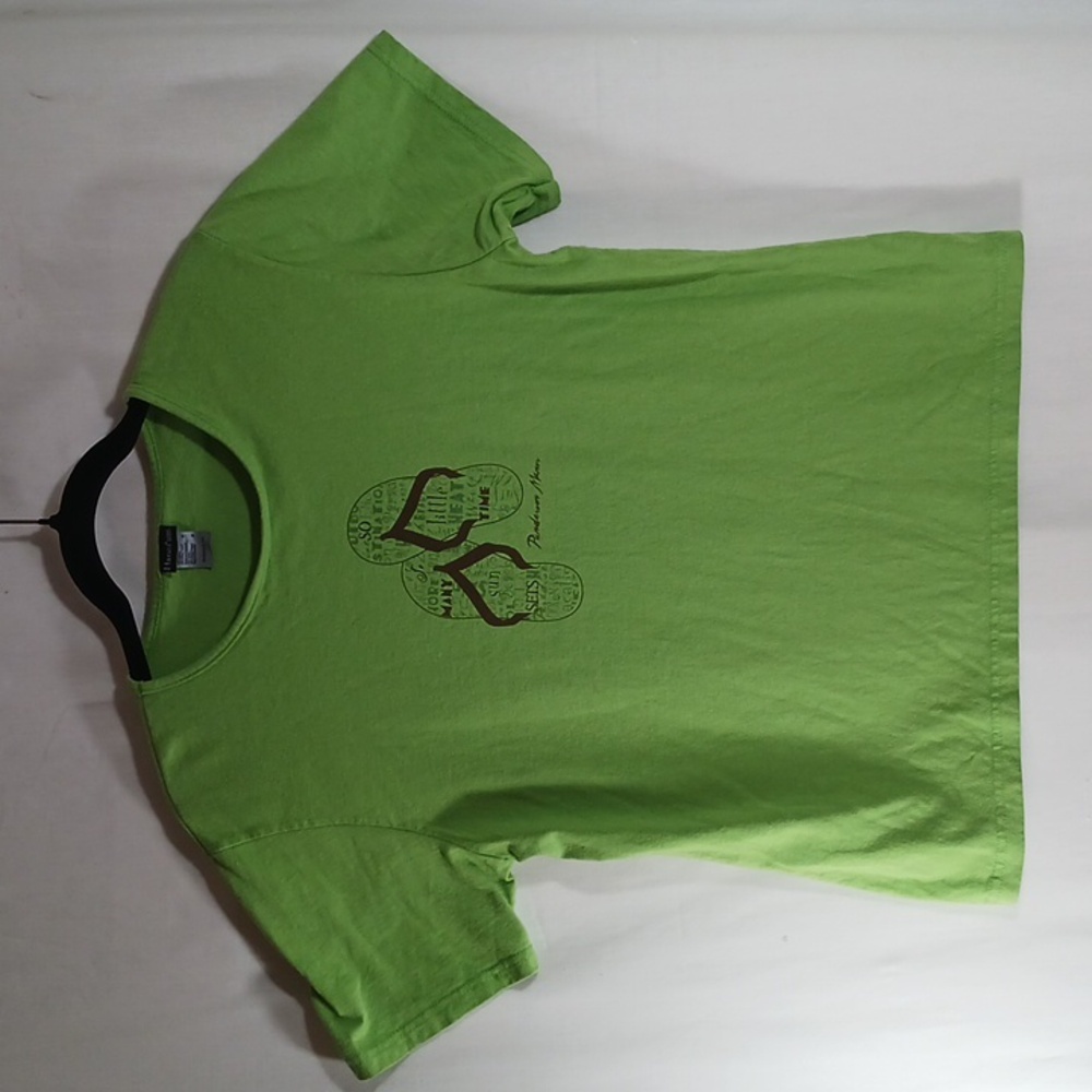 💥Hanes Silver, Relaxed fit, Sz M, Lime green, crew neck cotton blend summer Tee
